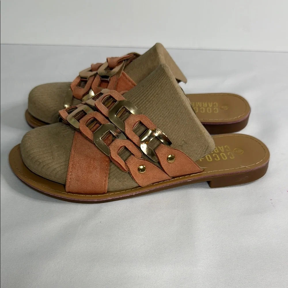 Stylish Tan and Gold Women's Sandals - Picture 4 of 7